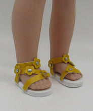 Load image into Gallery viewer, Wellie Wisher 14 inch  Doll Flower Sandals: Yellow
