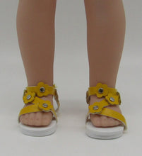Load image into Gallery viewer, Wellie Wisher 14 inch  Doll Flower Sandals: Yellow
