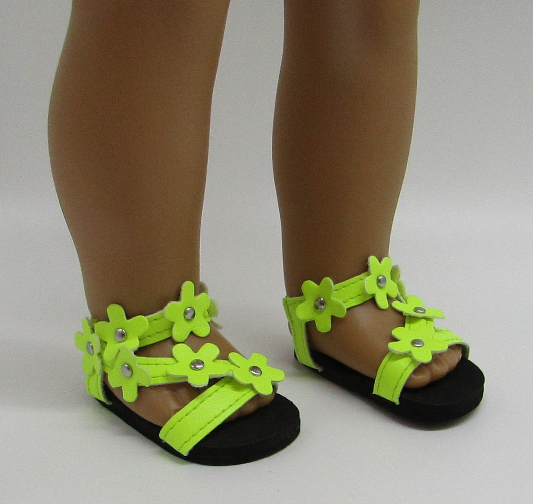 Flower Strap Sandals 18 inch Doll: Fluorescent Yellow