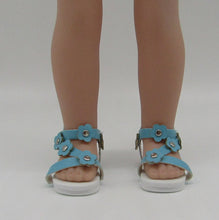 Load image into Gallery viewer, Wellie Wisher 14 inch  Doll Flower Sandals: Teal
