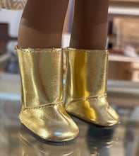 Load image into Gallery viewer, Wellie Wisher 14 inch Doll Skirt, Top &amp; Boots: Gold and White

