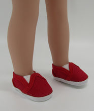 Load image into Gallery viewer, Wellie Wisher 14 inch  Doll Canvas Shoes: Red
