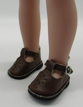Load image into Gallery viewer, Wellie Wisher 14 inch Doll Buckle Shoes w Sunburst Cutout: Brown
