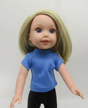 Load image into Gallery viewer, Basic 14" Wellie Wisher Doll T-Shirt in 3 Color Choices: Navy Blue, Dusty Blue or Baby Blue
