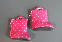 Load image into Gallery viewer, Rain Coat &amp; Boots 14" Wellie Wisher Doll: Hot Pink Dotted
