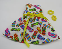 Load image into Gallery viewer, 14" Wellie Wisher Doll Rainbow Flip Flops Dress
