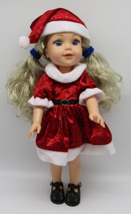 14" Wellie Wisher Doll Mrs. Claus Dress & Hat