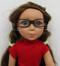 Load image into Gallery viewer, 14&quot; Wellie Wisher Doll Rectangular Glasses: Black
