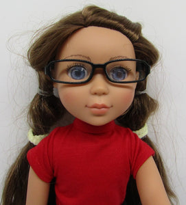 14" Wellie Wisher Doll Rectangular Glasses: Black