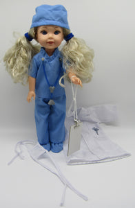 14" Wellie Wisher Doll Scrubs 8 Pc Outfit: Blue