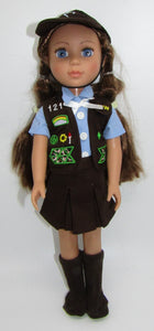 14" Wellie Wisher Doll Brownie Scout 5 Pc Uniform