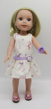 Load image into Gallery viewer, 14&quot; Wellie Wisher Doll Drop Waist Dress: Unicorn
