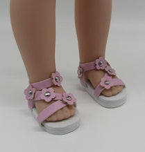 Load image into Gallery viewer, 14&quot; Wellie Wisher Doll Flower Sandals: Pink
