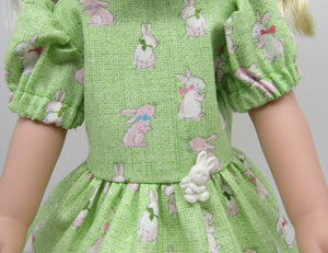 14" Wellie Wisher Doll Bunny Dress: Mint Green