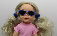 Load image into Gallery viewer, Wellie Wisher (14&quot; Doll)  Sunglasses: Purple &amp; White Dotted

