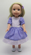 Load image into Gallery viewer, 14&quot; Wellie Wisher Doll Dress: Purple w Hearts
