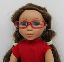 Load image into Gallery viewer, Wellie Wisher (14&quot; doll) Red Rectangle Glasses
