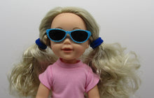 Load image into Gallery viewer, 14&quot; Wellie Wisher Doll Sunglasses: Teal &amp; White Dotted
