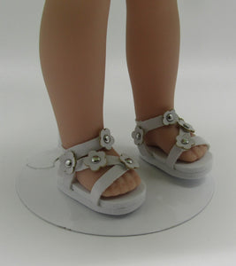 14" Wellie Wisher Doll Flower Sandals White