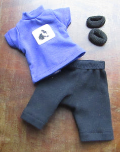 14" Wellie Wisher Doll Purple Embroidered T-Shirt & Legging Shorts