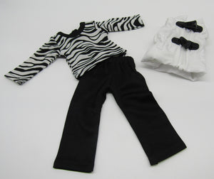 14" Wellie Wisher Doll 3 Pc Zebra Outfit