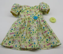 Load image into Gallery viewer, Spring Dress w Bunnies, Chicks &amp; Flowers 18 inch Doll: Yellow
