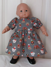 Load image into Gallery viewer, 15&quot; Bitty Baby Christmas Dress: Puppies
