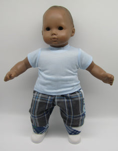 Bitty Baby Flannel Pants & T Shirt