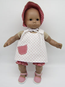 15" Bitty Baby 3 Pc Sunsuit: White & Red
