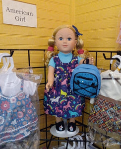 18" Doll Sequin Backpack: Blue