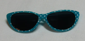 14" Wellie Wisher Doll Sunglasses: Teal & White Dotted