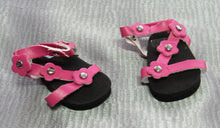 Load image into Gallery viewer, Wellie Wisher (14&quot; doll) Hot Pink Flower Sandals
