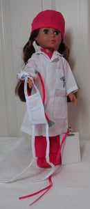 14" Wellie Wisher Doll Scrubs 8 Pc Outfit: Hot Pink