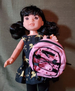 14" Wellie Wisher Doll Sequin Backpack: Pink