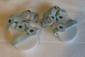 14" Wellie Wisher Doll Flower Sandals: Pale Blue