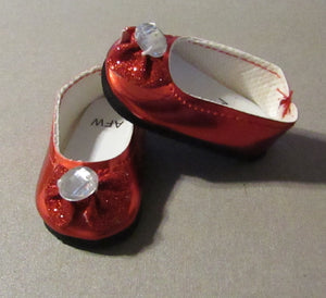 14" Wellie Wisher Doll Shiny Shoes w Gem: Red