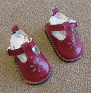 14" Wellie Wisher Doll Buckle Shoes w Sunburst Cutout: Red