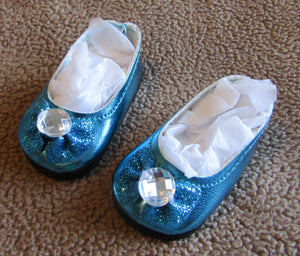 14" Wellie Wisher Doll Shiny Shoes w Gem: Teal