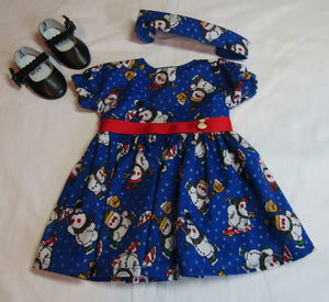 Blue Snowman Christmas Dress