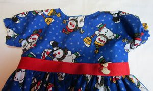 Blue Snowman Christmas Dress