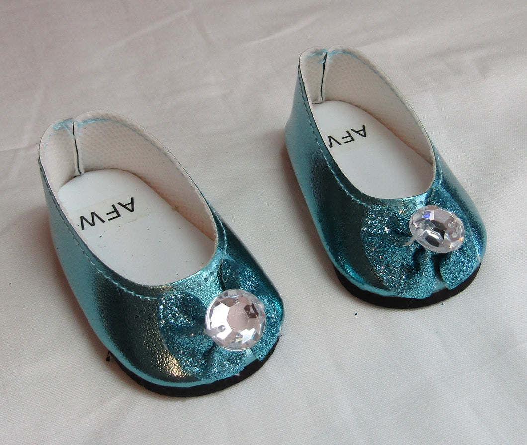 Teal Shiny Jeweled Dress Shoes