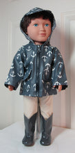 Load image into Gallery viewer, 18&quot; Doll Raincoat: Gray W Anchors
