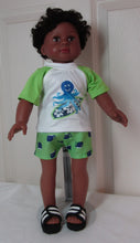 Load image into Gallery viewer, 18&quot; Doll Rash Guard Swim Set: Bright Green Octopus

