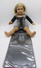 Load image into Gallery viewer, 18&quot; Doll Gymnastics Leotard &amp; Mat: Silver &amp; Black
