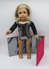 Load image into Gallery viewer, 18&quot; Doll Gymnastics Leotard &amp; Mat: Silver &amp; Black
