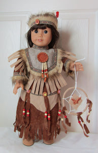 18" Doll Native-American Dreamcatcher 3 Pc Outfit: Brown