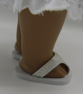 18" Doll Sequin Flip-Flops: White