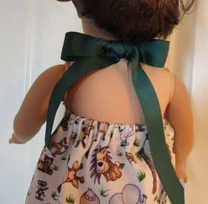 18" Doll Halter Dress: Jungle Animals