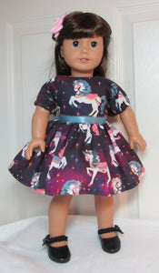 18" Doll Unicorn in Starry Sky Dress