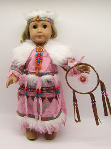 18" Doll Native-American Dreamcatcher 3 Pc Outfit: Pink